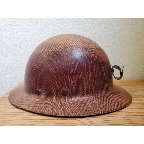 Accessories Vintage Msa Fiberglass Mining Hard Hat Helmet Brown Full